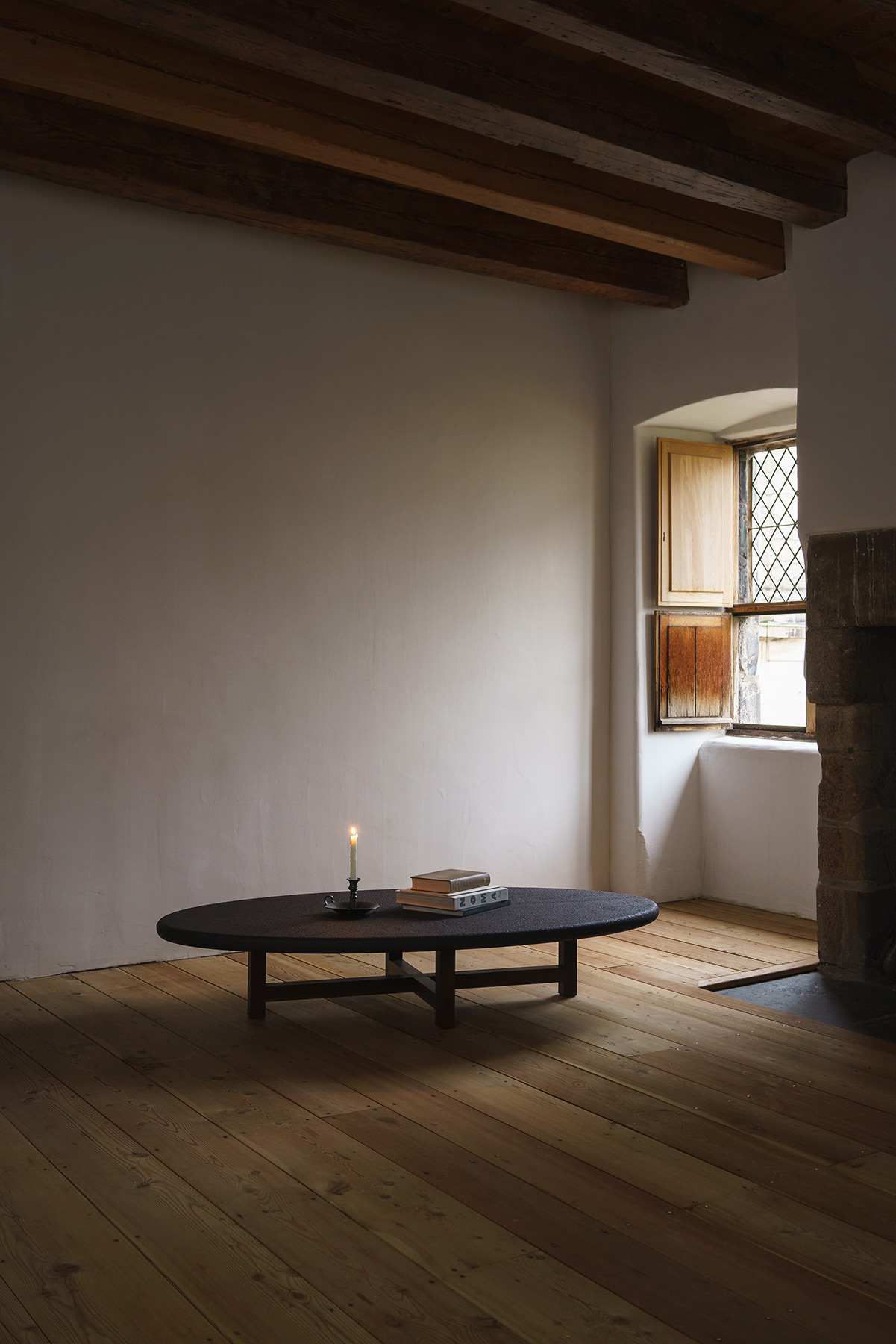 Carpenter's Low Table with Studio Corkinho (Antwerp) & Namon Gaston (Edinburgh), 32.5 × 175 × 95 cm