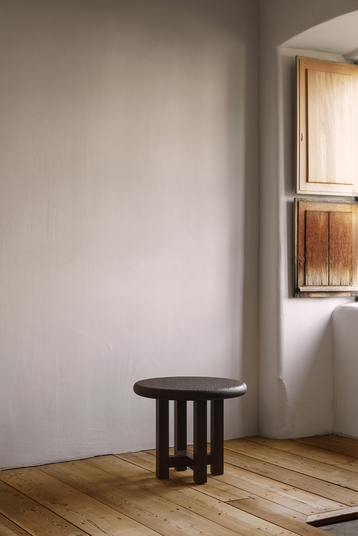 Carpenter's Side Table with Studio Corkinho (Antwerp) & Namon Gaston (Edinburgh), 45 × 55 × 55 cm